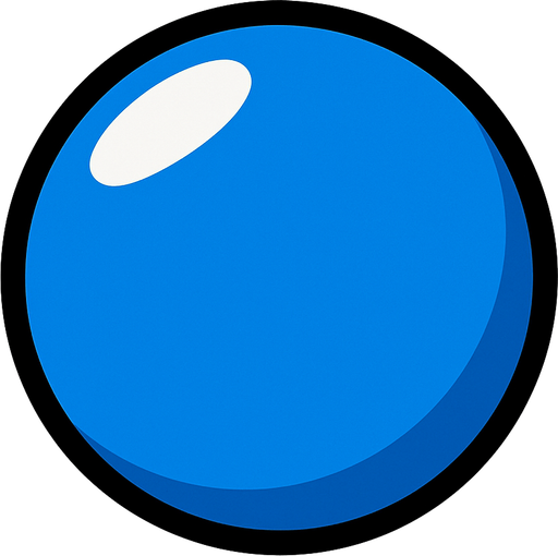 Blue ball.
In-Game asset.  2d.  High contrast.  No shadows