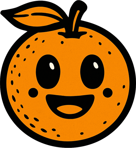 Orange with face.
In-Game asset.  2d.  High contrast.  No shadows