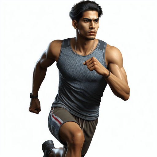 A running man running for his life.
Single Game Texture.  In-Game asset.  2d.  Blank background.  High contrast.  No shadows