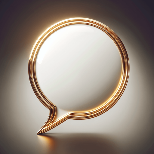 text bubble with golden lines, in front view.