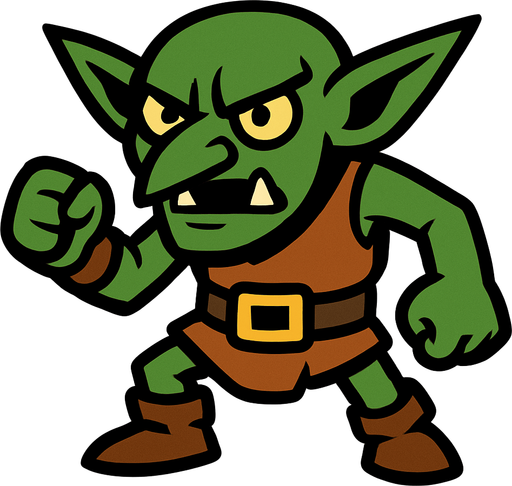 goblin.
In-Game asset.  2d.  High contrast.  No shadows