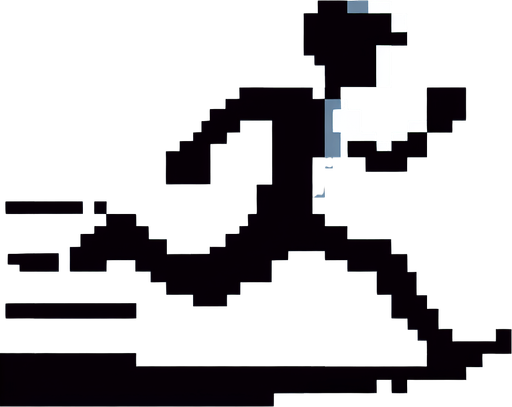 Running person 64×64 pixel art.
Single Game Texture.  In-Game asset.  2d.  Blank background.  High contrast.  No shadows