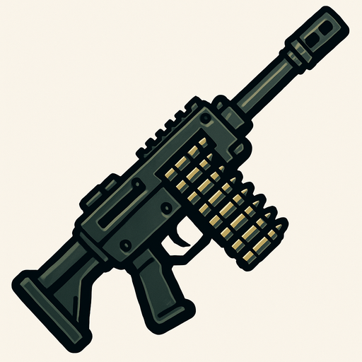 yüksek çözünürlüklü topdown bakış açısı makineli tüfek olsun.
In-Game asset.  2d.  High contrast.  No shadows