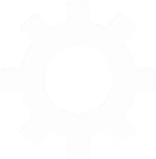 plain white basic gear icon. black background