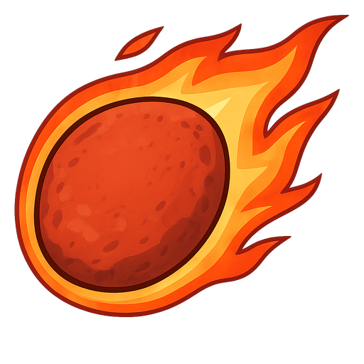 fireball. No background. Transparent background. Blank background. No shadows. 2d. In-Game asset. flat