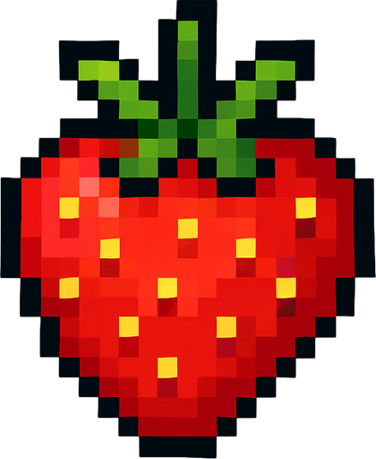 make pixel art 2d strawberry.
In-Game asset.  2d.  High contrast.  No shadows