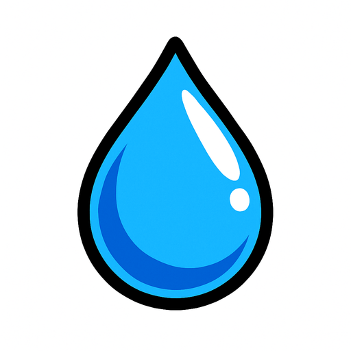 gota de agua.
In-Game asset.  2d.  High contrast.  No shadows