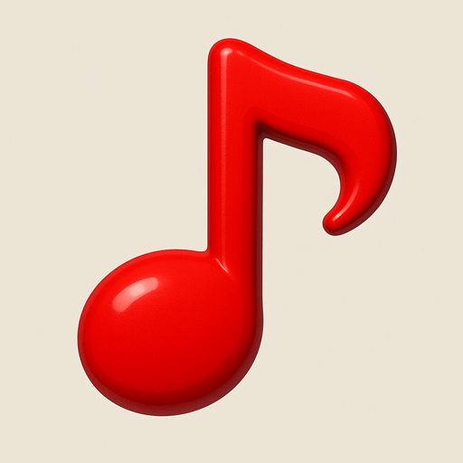 red musical note.
In-Game asset.  3d.  High contrast.  No shadows