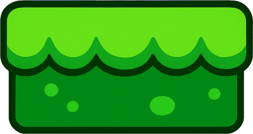 green mario like platform.
In-Game asset.  2d.  High contrast.  No shadows
