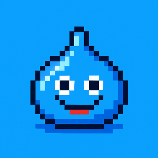 Slime azul, pixelart.
In-Game asset.  2d.  High contrast.  No shadows