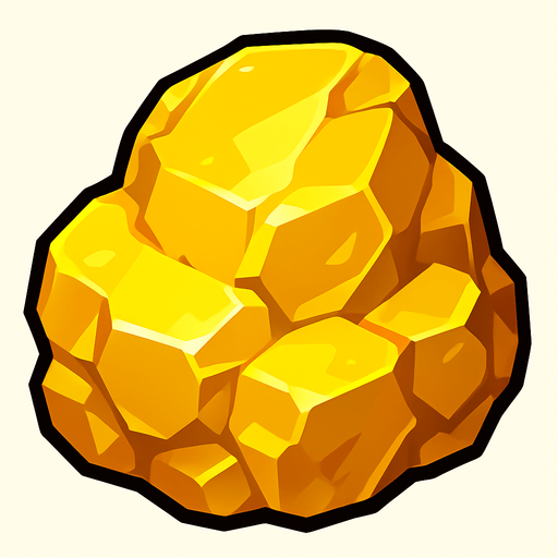 big piece of gold.
In-Game asset.  2d.  High contrast.  No shadows