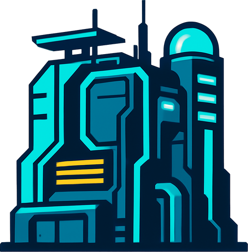 Hi-Teck buikding.
In-Game asset.  2d.  High contrast.  No shadows