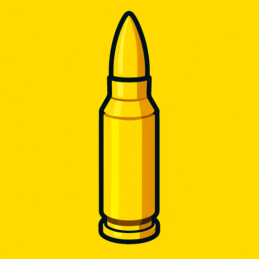 Bullet of rifle. yellow. HD colors.
In-Game asset.  2d.  High contrast.  No shadows