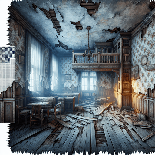 Creepy abandoned house, interior
Single Game Texture. In-Game asset. 2d. Blank background. High contrast. No shadows.