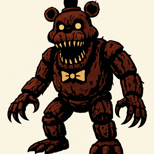 A terrifying very big animatronic..
In-Game asset.  2d.  High contrast.  No shadows
