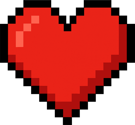 pixel heart.
In-Game asset.  2d.  High contrast.  No shadows