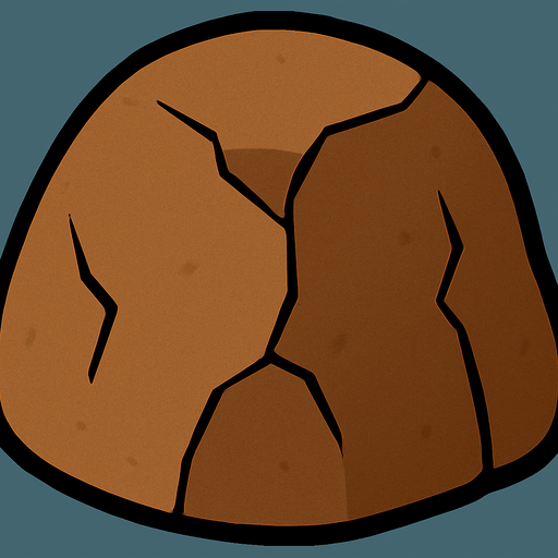 smaller rock, more rounded, really thick black outline, same brown color