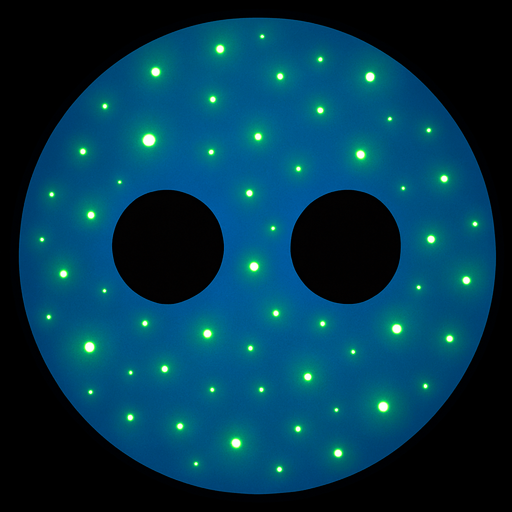 mavi renkli fakat gözleri hariç vücudunda birsürü yeşil yeşil ışıklar var