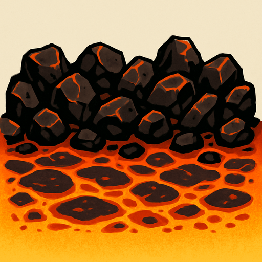 Volcanic rocks for a ground.
In-Game asset.  2d.  High contrast.  No shadows