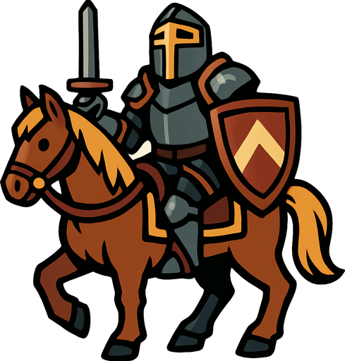 knight with horse.
In-Game asset.  2d.  High contrast.  No shadows