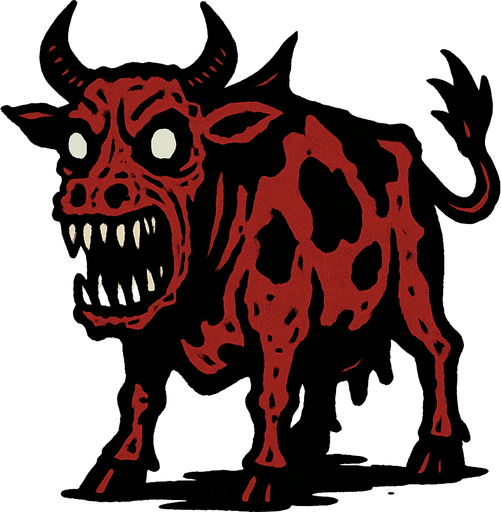 scary cow.
In-Game asset.  2d.  High contrast.  No shadows