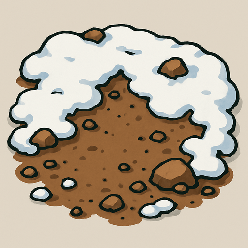 Ground, snowy, earthy.
In-Game asset.  2d.  High contrast.  No shadows