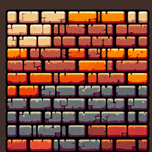 bricks should be like rgb color and without background.
Single Game Texture. In-Game asset. 2d. Blank background. High contrast. No shadows.
