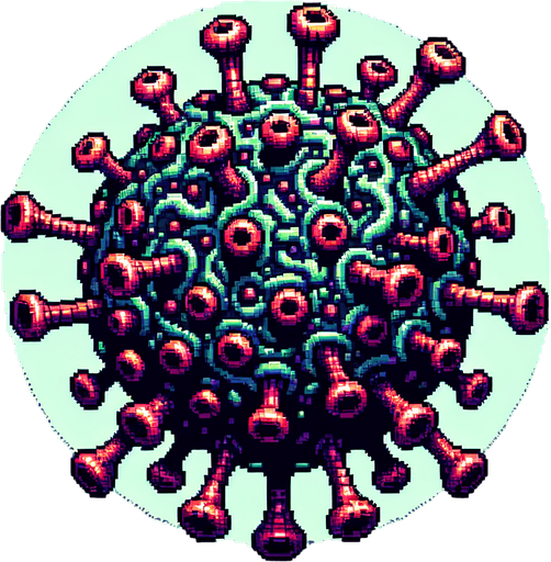 a sprite of a virus monster.
a 2d sprite of a virus monster