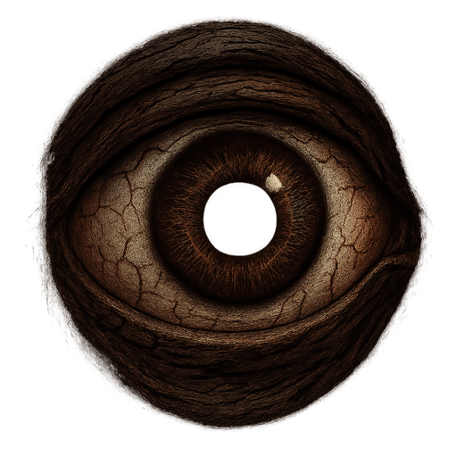 creepy realistic eye.
In-Game asset.  2d.  High contrast.  No shadows