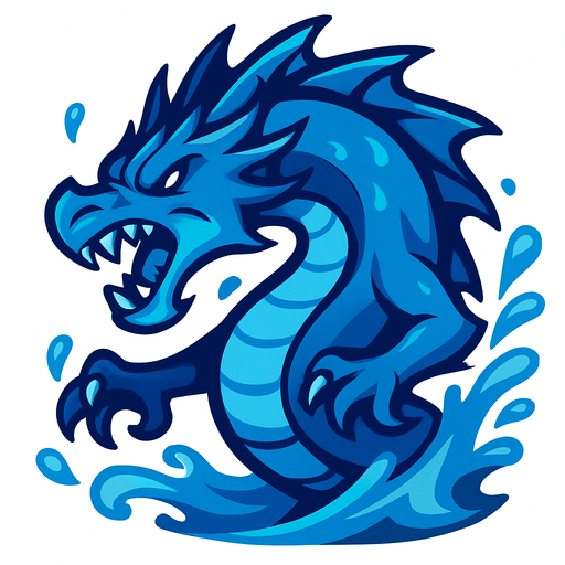 Dragon farouche de l'eau.
In-Game asset.  2d.  High contrast.  No shadows