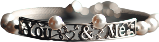 joli bracelet en argent avec "You & Me" gravé dessus ou en perles