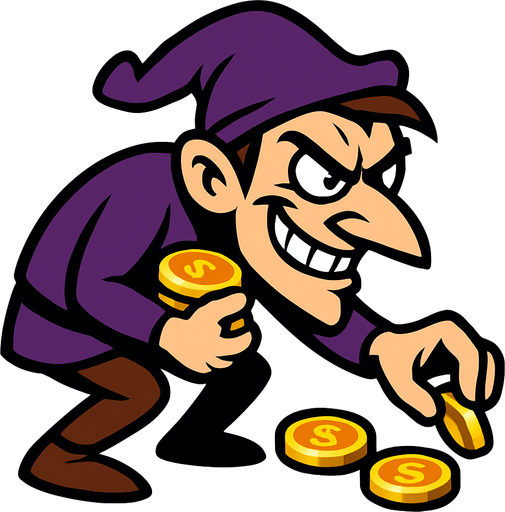 Para toplayan sinsi adam.
In-Game asset.  2d.  High contrast.  No shadows