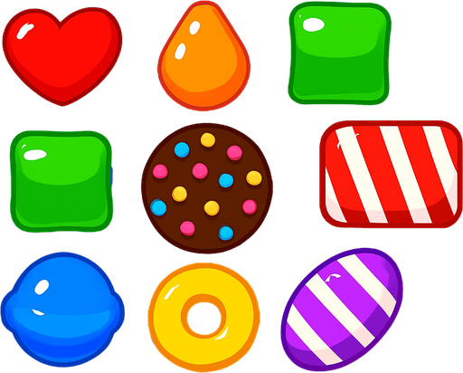 candy crush background.
In-Game asset.  2d.  High contrast.  No shadows