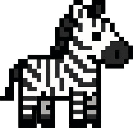 Zebra pixel.
In-Game asset.  2d.  High contrast.  No shadows