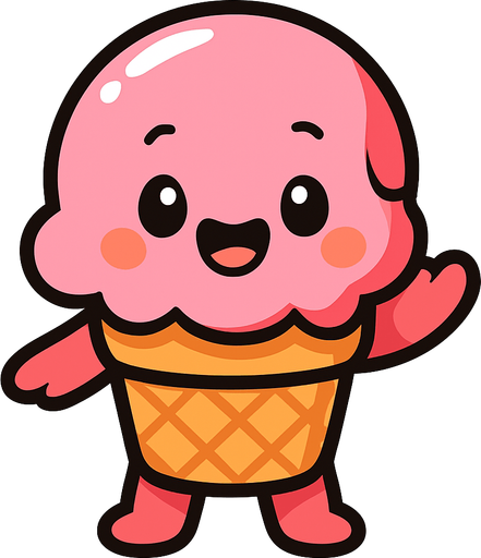 bébé glace cartoon.
In-Game asset.  2d.  High contrast.  No shadows