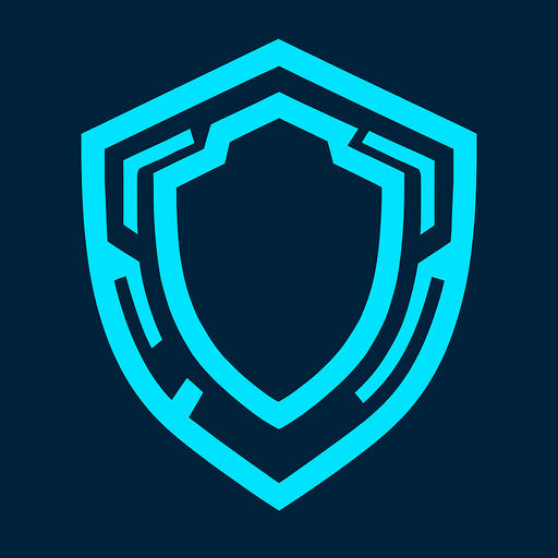 Icono de escudo futurista.
In-Game asset.  2d.  High contrast.  No shadows