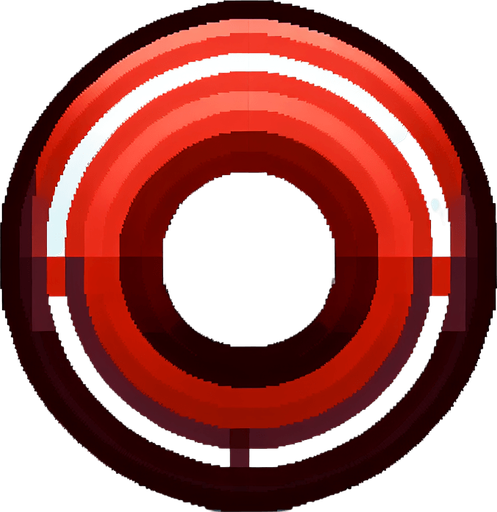 Red dot with white in the middle pixel.
Single Game Texture. In-Game asset. 2d. Blank background. High contrast. No shadows.