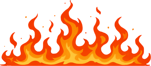Genera una línea horizontal de fuego con detalles ígneos!.
In-Game asset.  2d.  High contrast.  No shadows