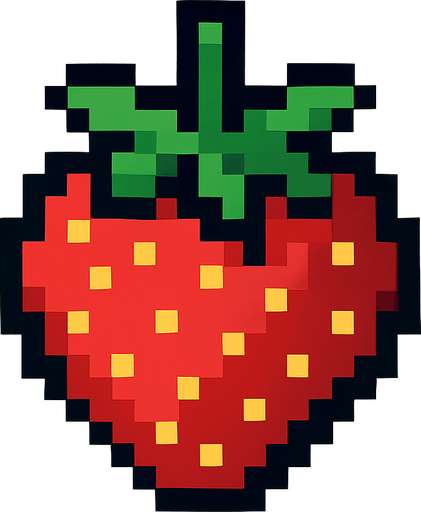 8 bit Straw berry.
In-Game asset.  2d.  High contrast.  No shadows