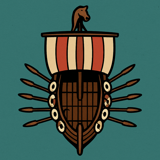 Barco viquingo visto desde arriba que viene de frente.
In-Game asset.  2d.  High contrast.  No shadows