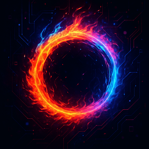 Ability icon 'Fire ring' . cyberpunk. abstract. Futuer. different colors. HD colors