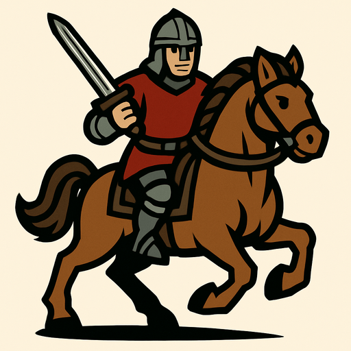 Atlı savaşçı asker.
In-Game asset.  2d.  High contrast.  No shadows