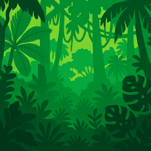 Fond d'écran forêt amazonienne.
In-Game asset.  2d.  High contrast.  No shadows