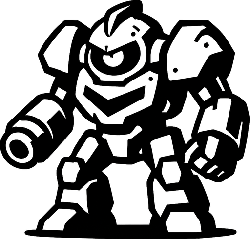 robot enemy.
In-Game asset.  2d.  High contrast.  No shadows