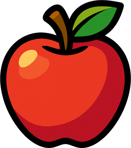 Apple.
In-Game asset.  2d.  High contrast.  No shadows