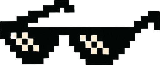 A pixel sunglasses.
In-Game asset.  2d.  High contrast.  No shadows