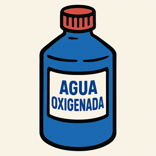 Un bote de agua oxigenada.
In-Game asset.  2d.  High contrast.  No shadows