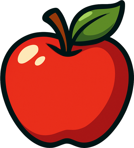 animasyon tarzı bir elma çiz.
In-Game asset.  2d.  High contrast.  No shadows