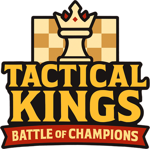 Create a logo for this game based on this description:

Title: "Tactical Kings: Battle of Champions"
A fantasy-themed, chess-inspired strategy game where players control unique units with predefined attack zones. Victory comes from eliminating the opponent’s King by strategically positioning characters on a 5x10 grid..
In-Game asset.  2d.  High contrast.  No shadows