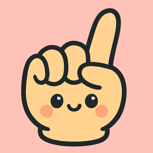 Una mano cerrada con el dedo indici estirado, debe ser cute.
In-Game asset.  2d.  High contrast.  No shadows